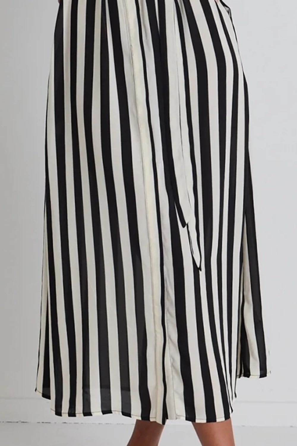 Black White Stripe Shirt Maxi Dress