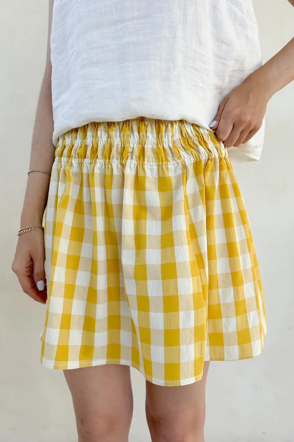 Simple Cut Plaid Checkered Skirt
