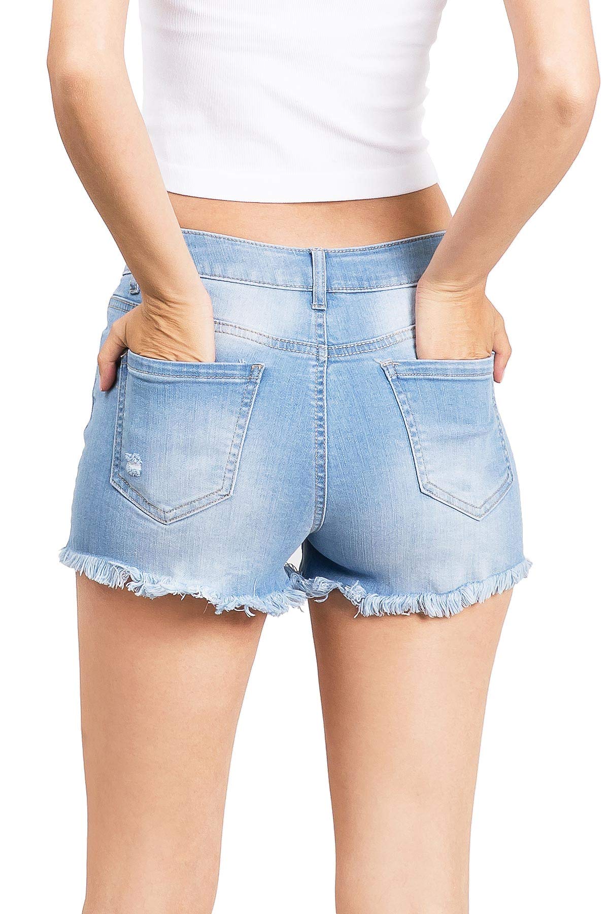 Dark Wash High - Waisted Denim Shorts