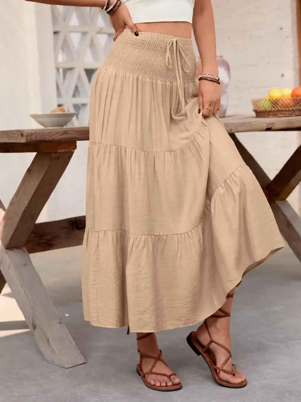 Fine Smocked Tiered Skirt