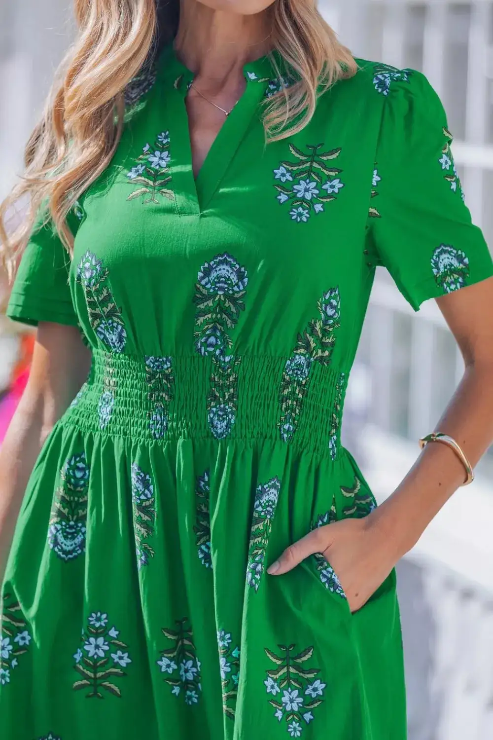 Floral Printed Smocked Maxi Dress