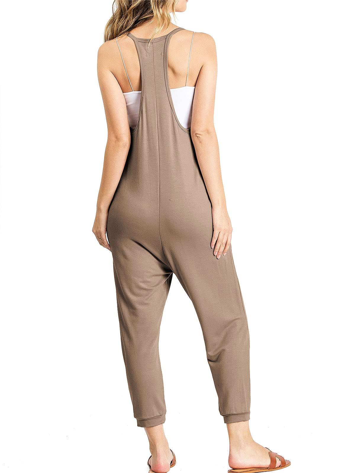 Taupe Sleeveless Loose - Fit Jumpsuit