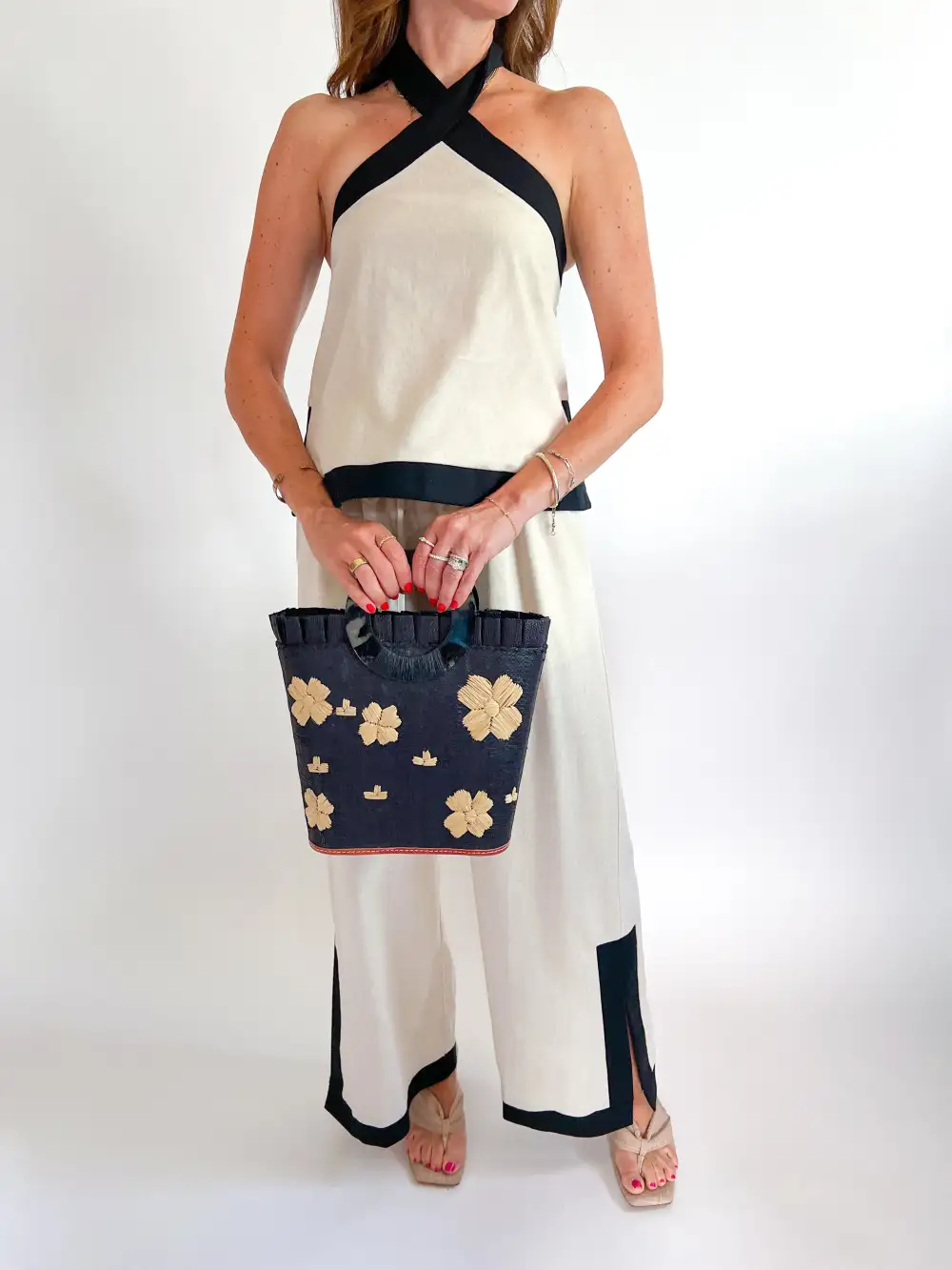 Linen Halter Top And Pants Set