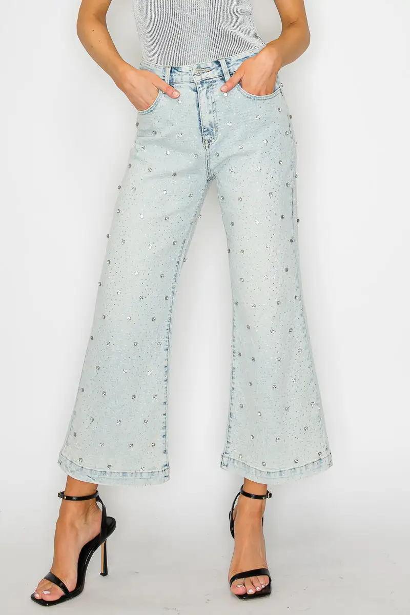 Modern High Rise Wide Leg Cropped Denim Jeans