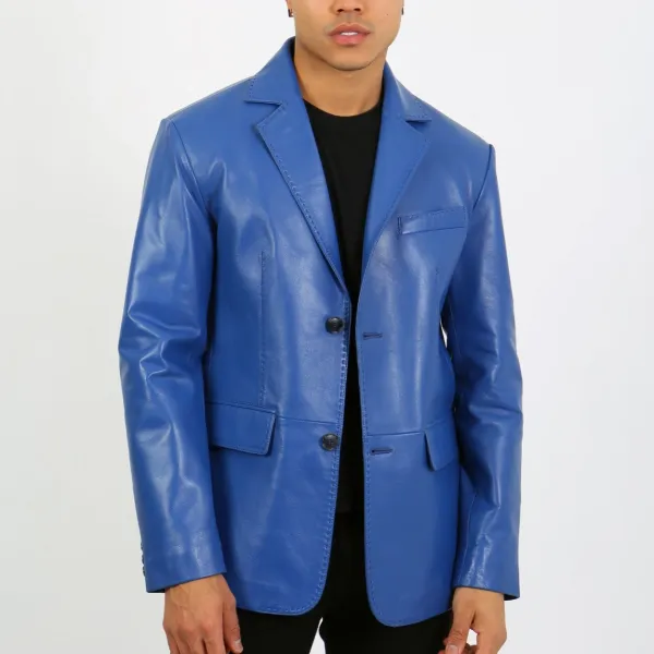 Versatile Classic Notched Lapel Leather Blazer