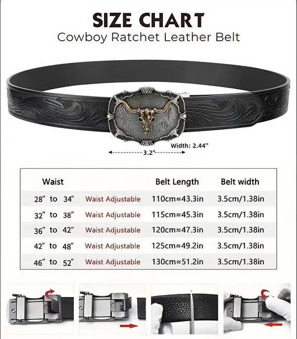 🔥LAST DAY 49% OFF - Adjustable Ratchet Western Belt (With Western Buckle)