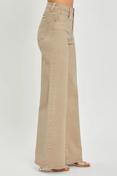 Tummy Control High Rise Wide Leg Denim Jeans