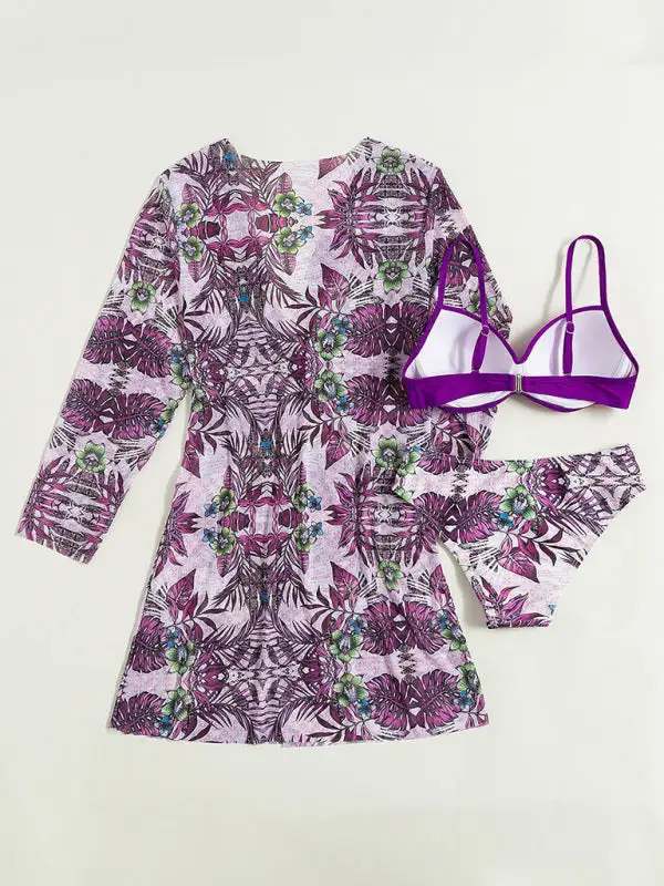 Layered Mesh Split Matching Swim Cover Up