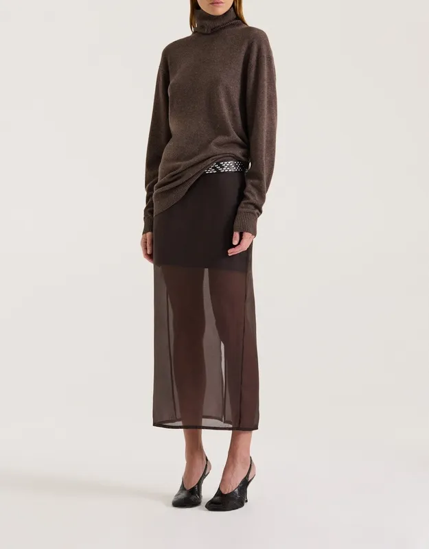 Truffle Sheer Organza Midi Skirt