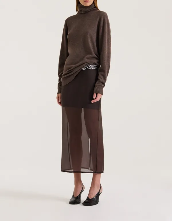 Truffle Sheer Organza Midi Skirt