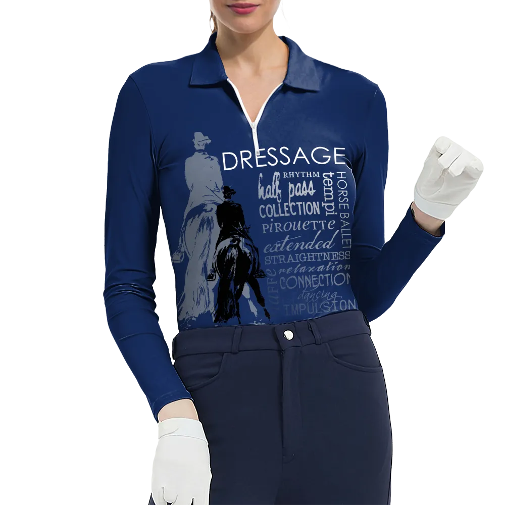 Women's Riding Style Dressage Print Long Sleeve Casual Lapel Shirt