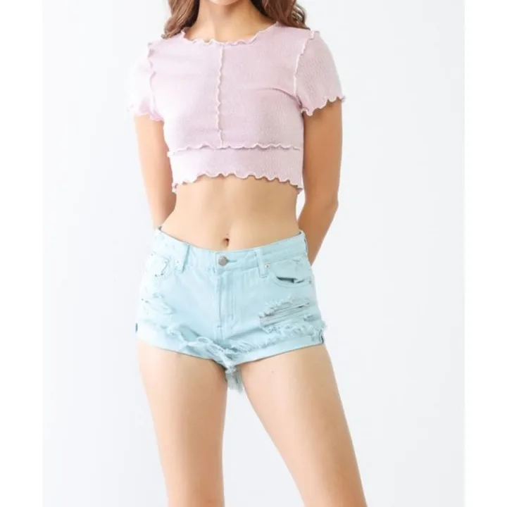 Distressed Ripped Denim Shorts