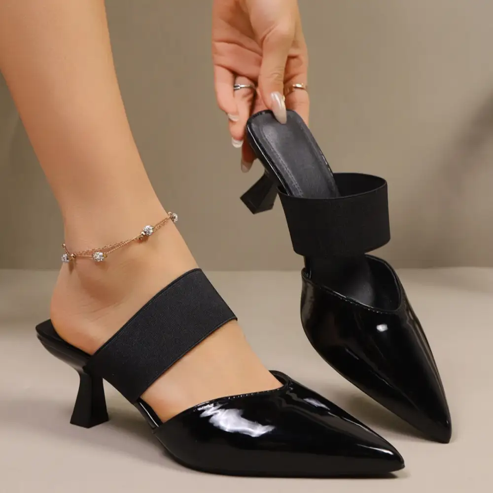 Point Toe Flare Heel Sandals