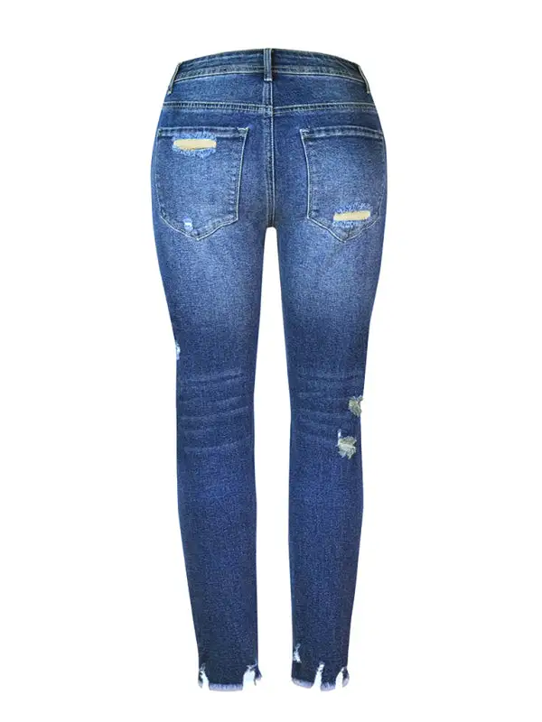 Skinny Elastic Waist Washed Denim Jeans
