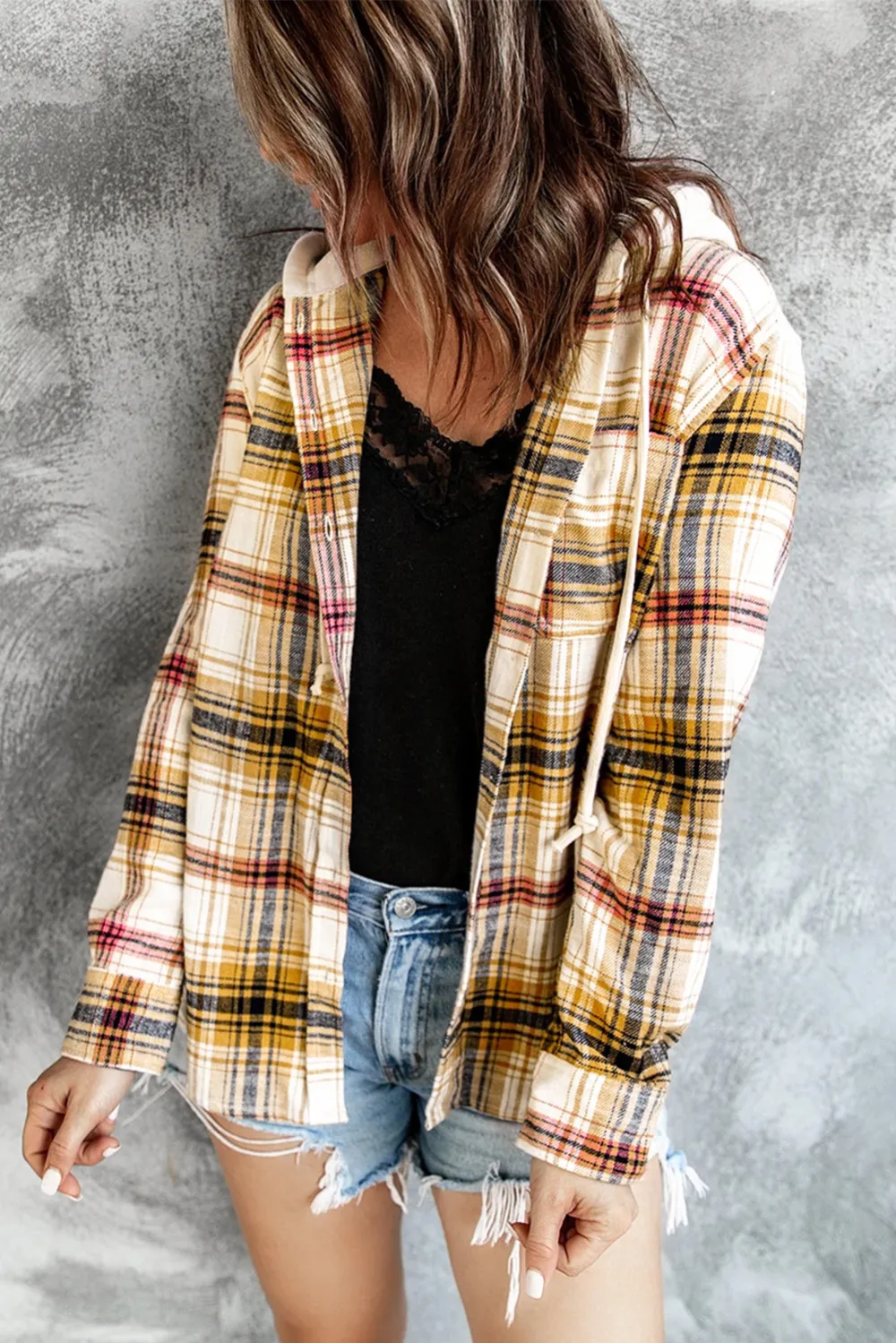 Plaid Color Block Patchwork Shirt Jacket