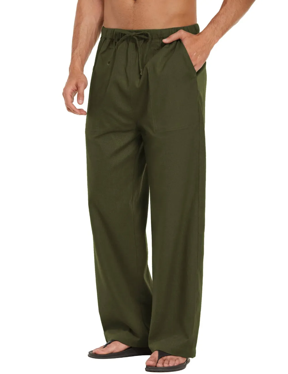 Raised Linen Waist Yoga Pants