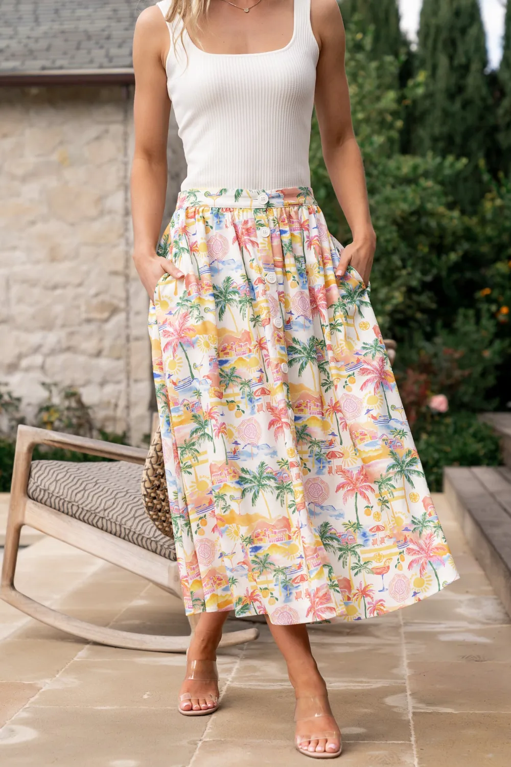 Gentle Temperament High-Waisted Floral Skirt