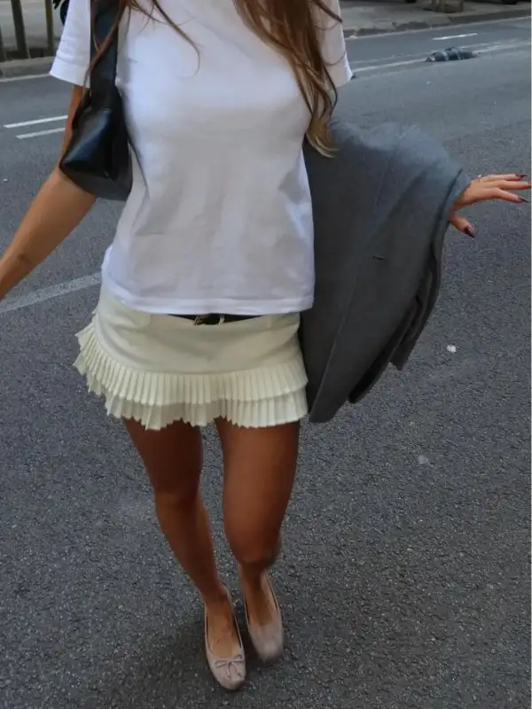 Polished Pleated Low Waist Mini Skirt