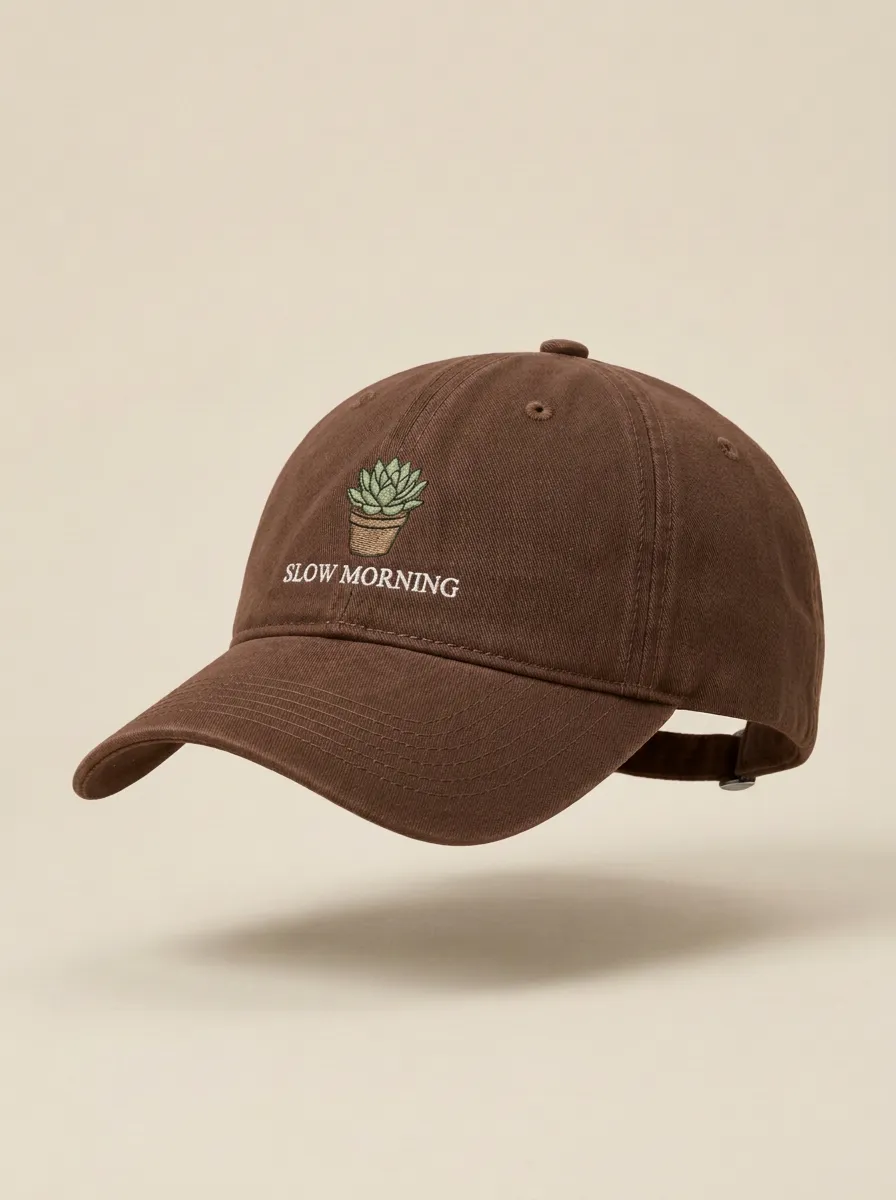 Classic Plant-Lover Slow-Morning Succulent Embroidered Unisex Baseball Cap