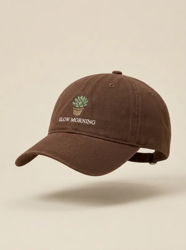 Classic Plant-Lover Slow-Morning Succulent Embroidered Unisex Baseball Cap