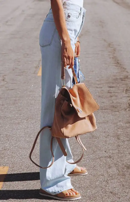 High Waist Wide Leg Ripped Denim Jeans