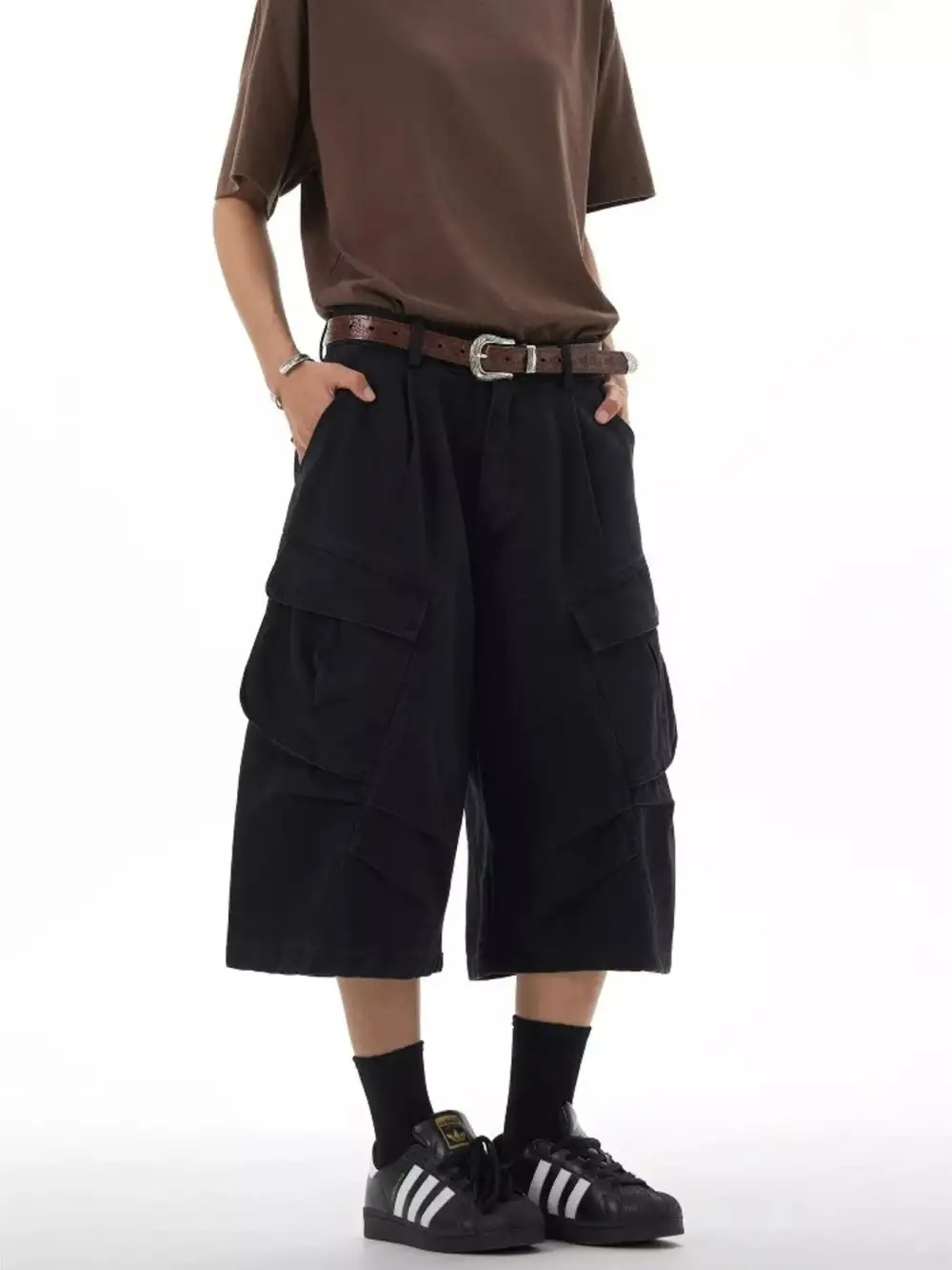 Men's Plus Size Loose Fit Cargo Capris Pants