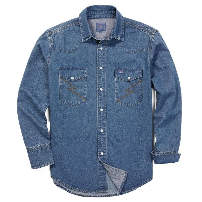 🔥SEPTEMBER  HOT-SALE 🔥Men's Long Sleeve Stone-Washed and Pre-Washed Denim Work Shirt