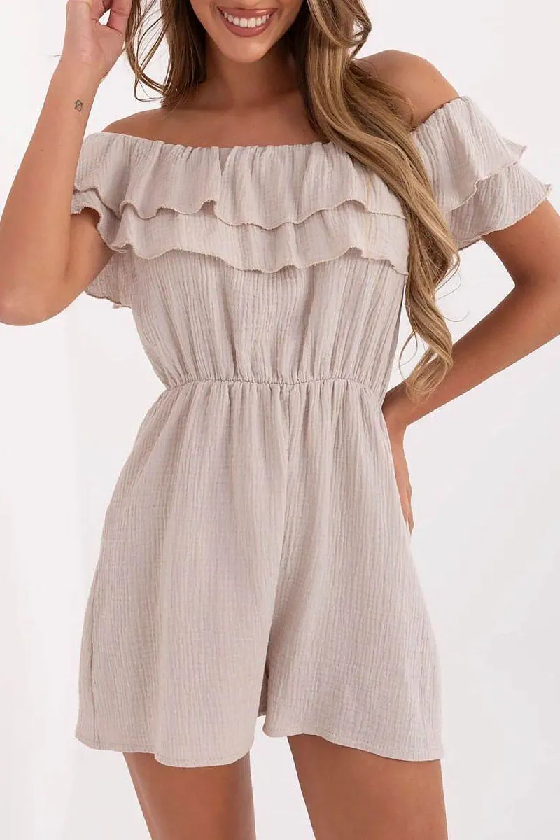Lightweight Ruffle Off Shoulder Jumpsuit