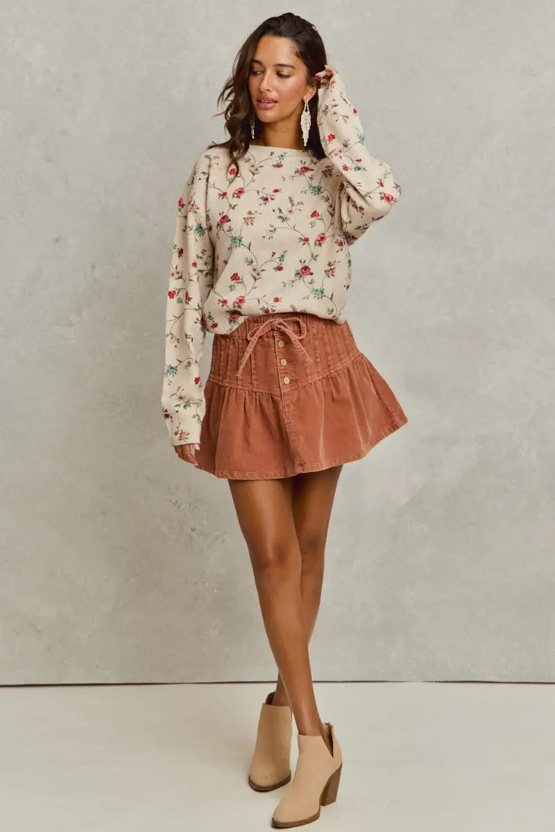 Button Front Flared Skirt