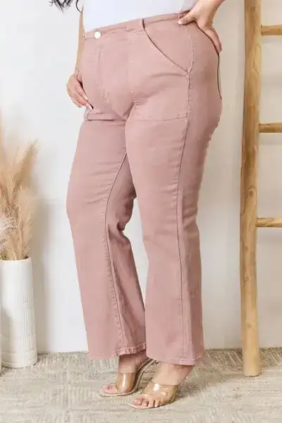 Ruffled Polished Denim Jeans