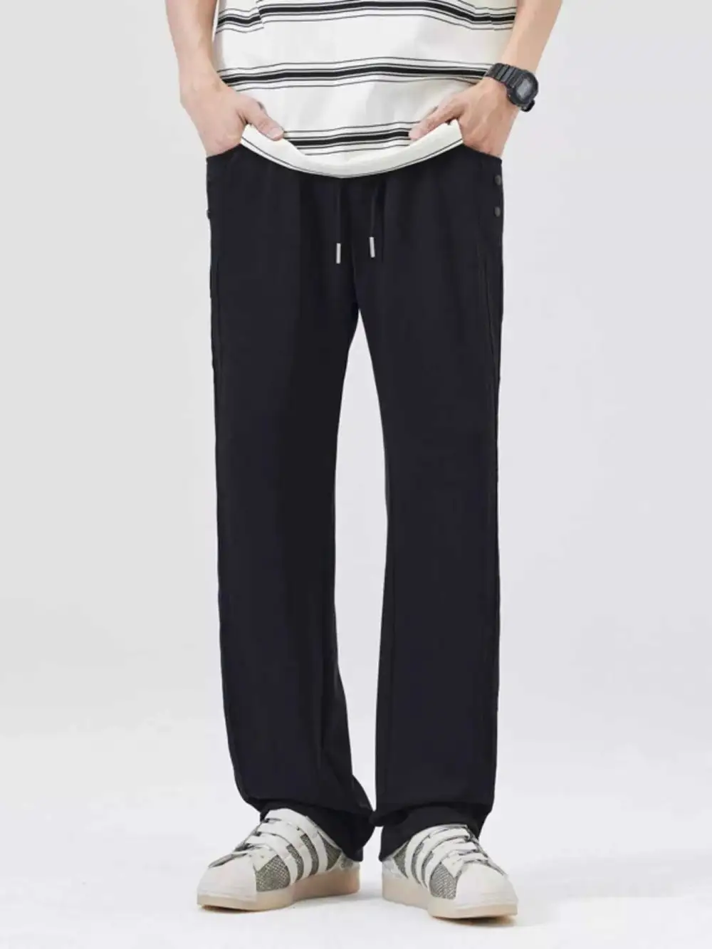 Drawstring Wide Leg Casual Pants