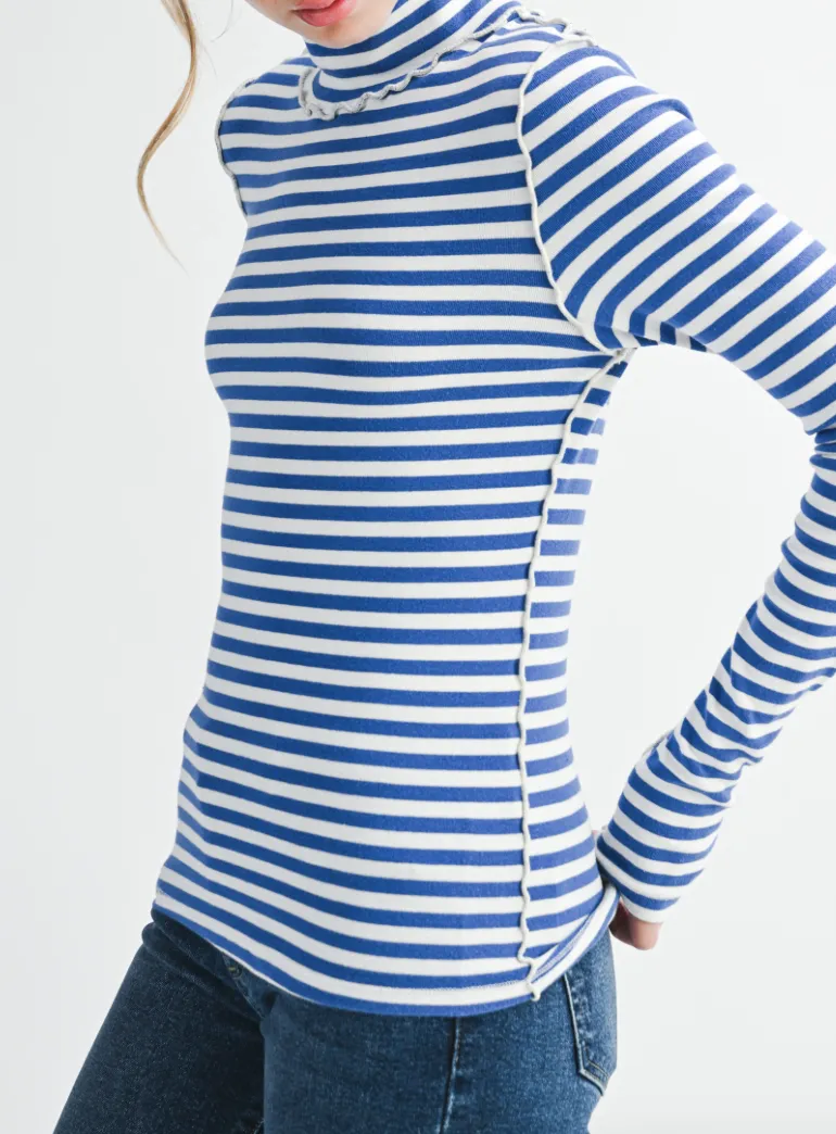 Striped Mock Piping Top