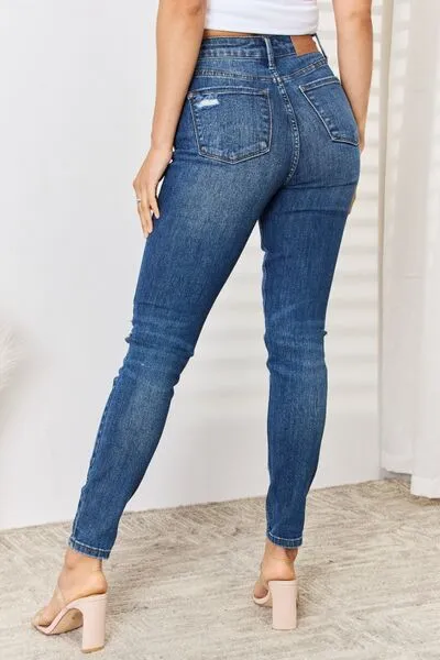 Balanced High Waist Distressed Denim Jeans