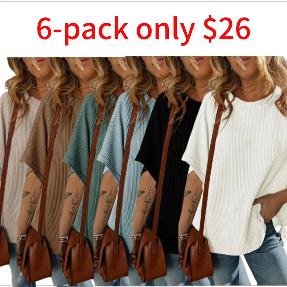 Women's Summer Casual Short Sleeve 6-pack