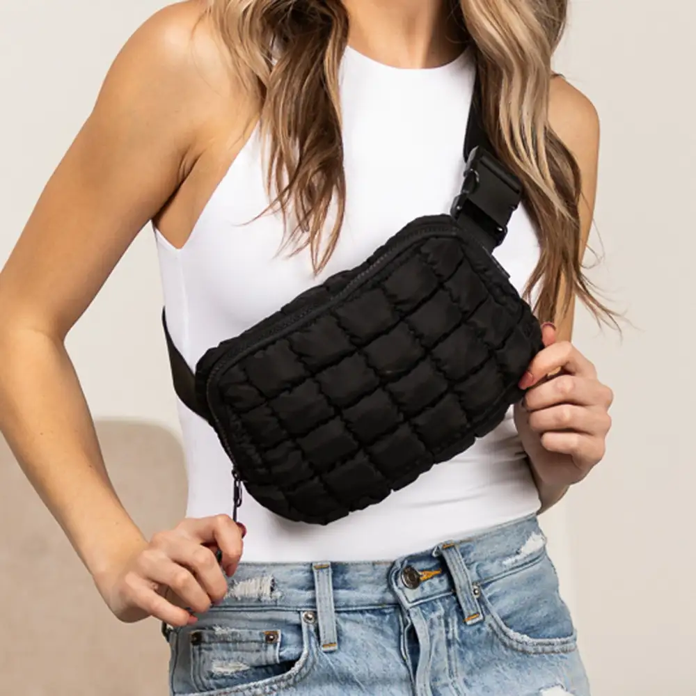 Quilted Puffer Sling Crossbody Belt Bag