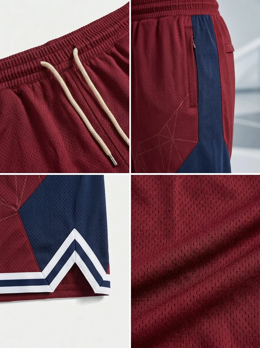 Sporty Geometric Pattern Mesh Detail Casual Look Men's Basketball Shorts