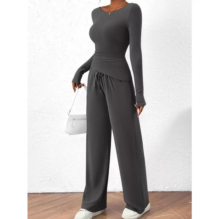 Everyday Long Sleeve Top and Wide Leg Pants Set