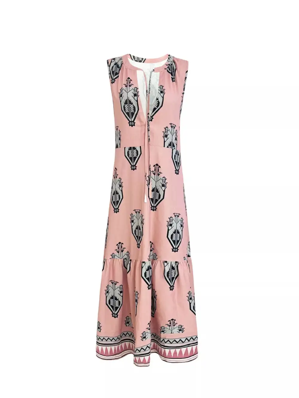 Smooth Finish Printed Sleeveless Maxi Dress
