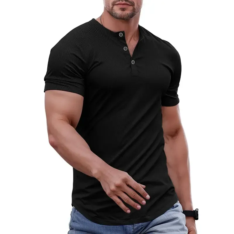 Men's Solid Color Slim Fit Longline T‑Shirt