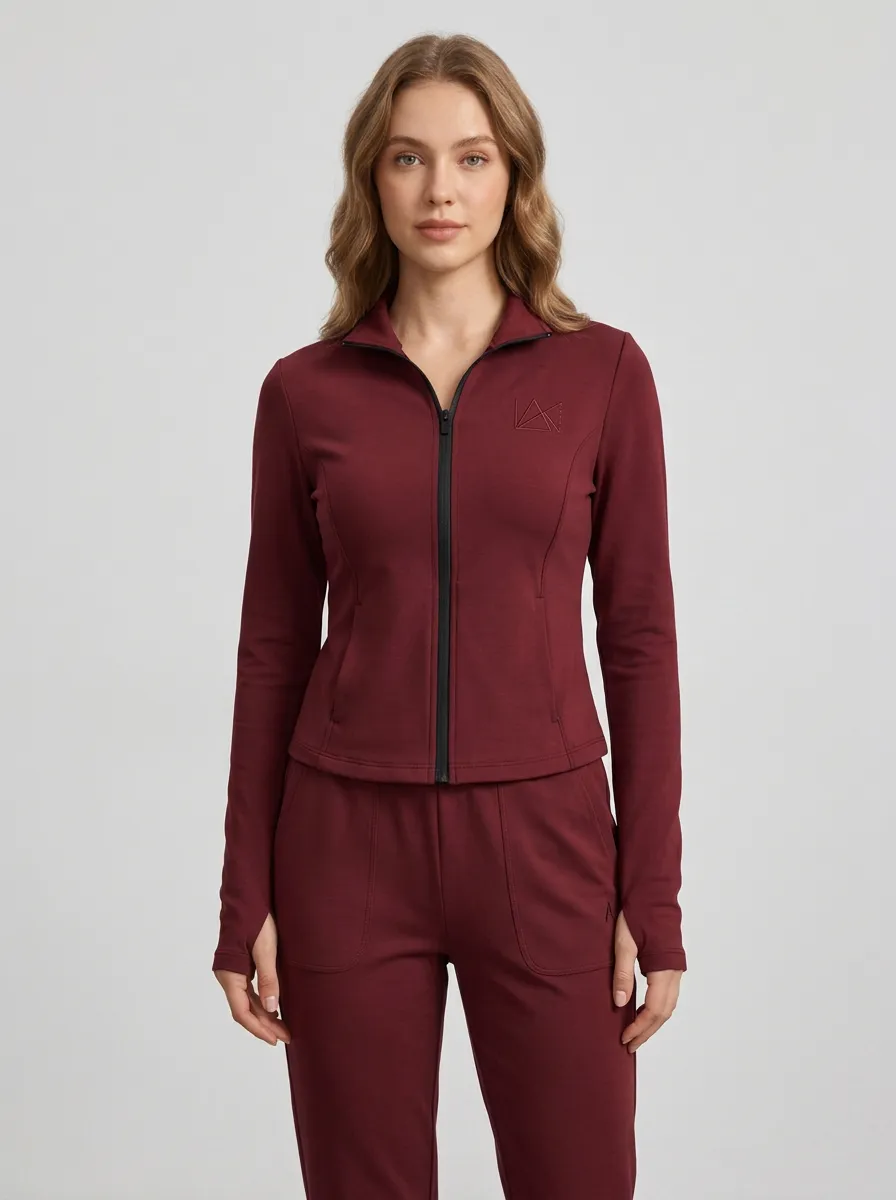 Women's Mauve Full-Zip Track Jacket and Jogger Set