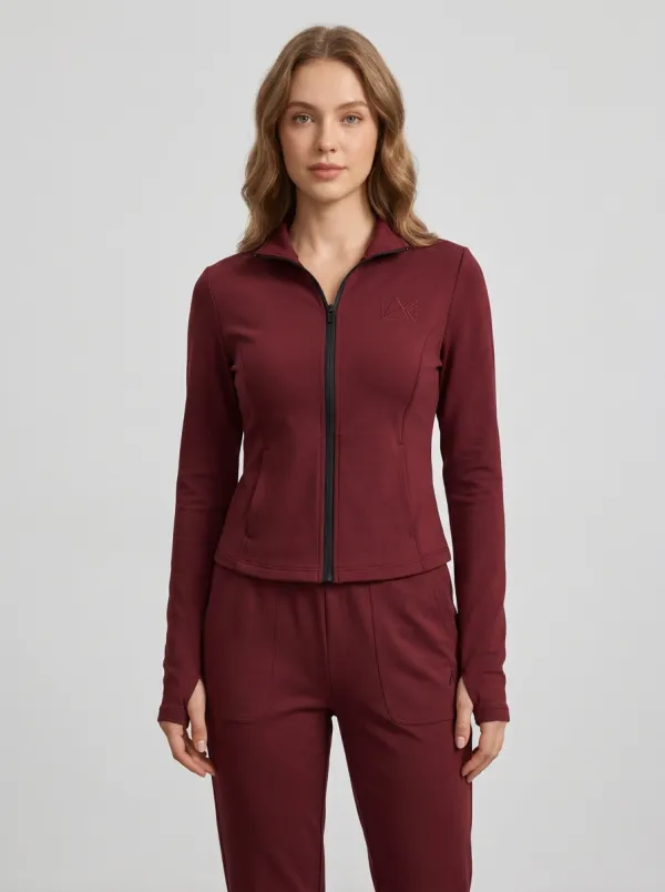 Women's Mauve Full-Zip Track Jacket and Jogger Set