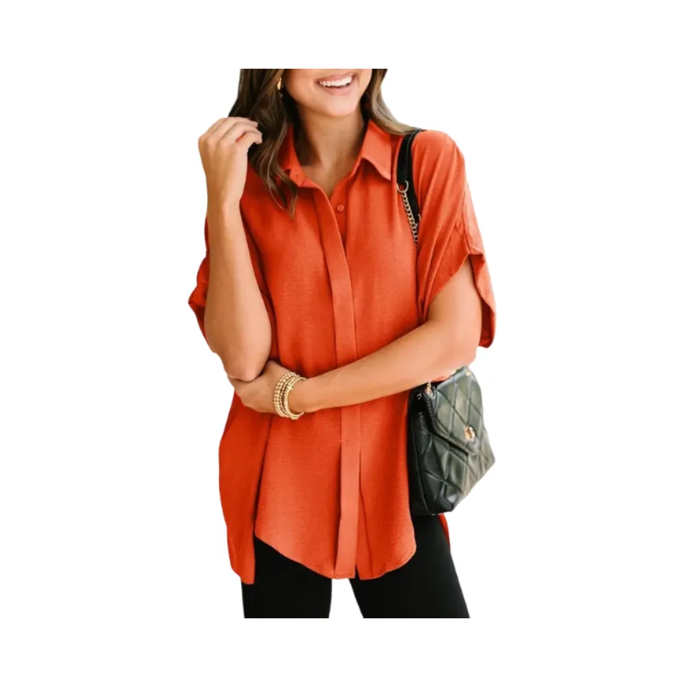 Women's Tops  V Neck Button Down Shirts
