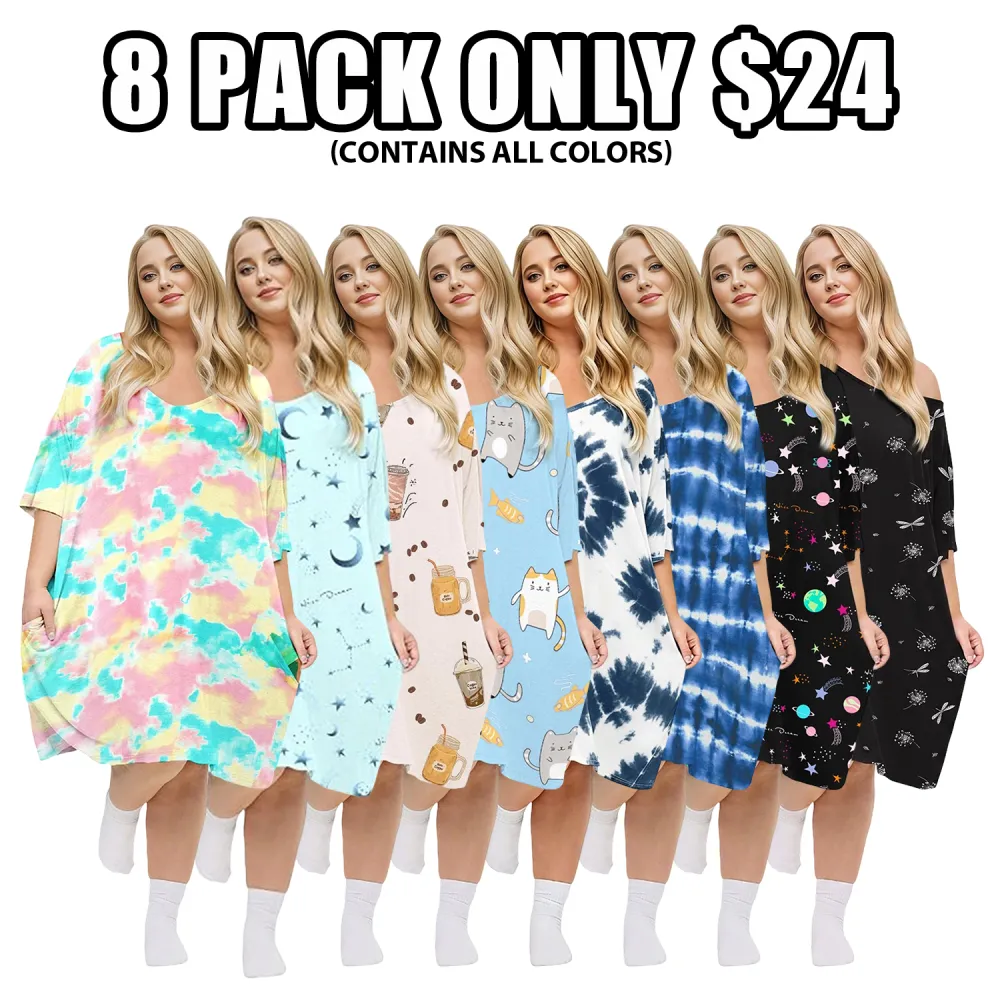 Plus Size Nightgown for Women V-Neck Sleep Dress