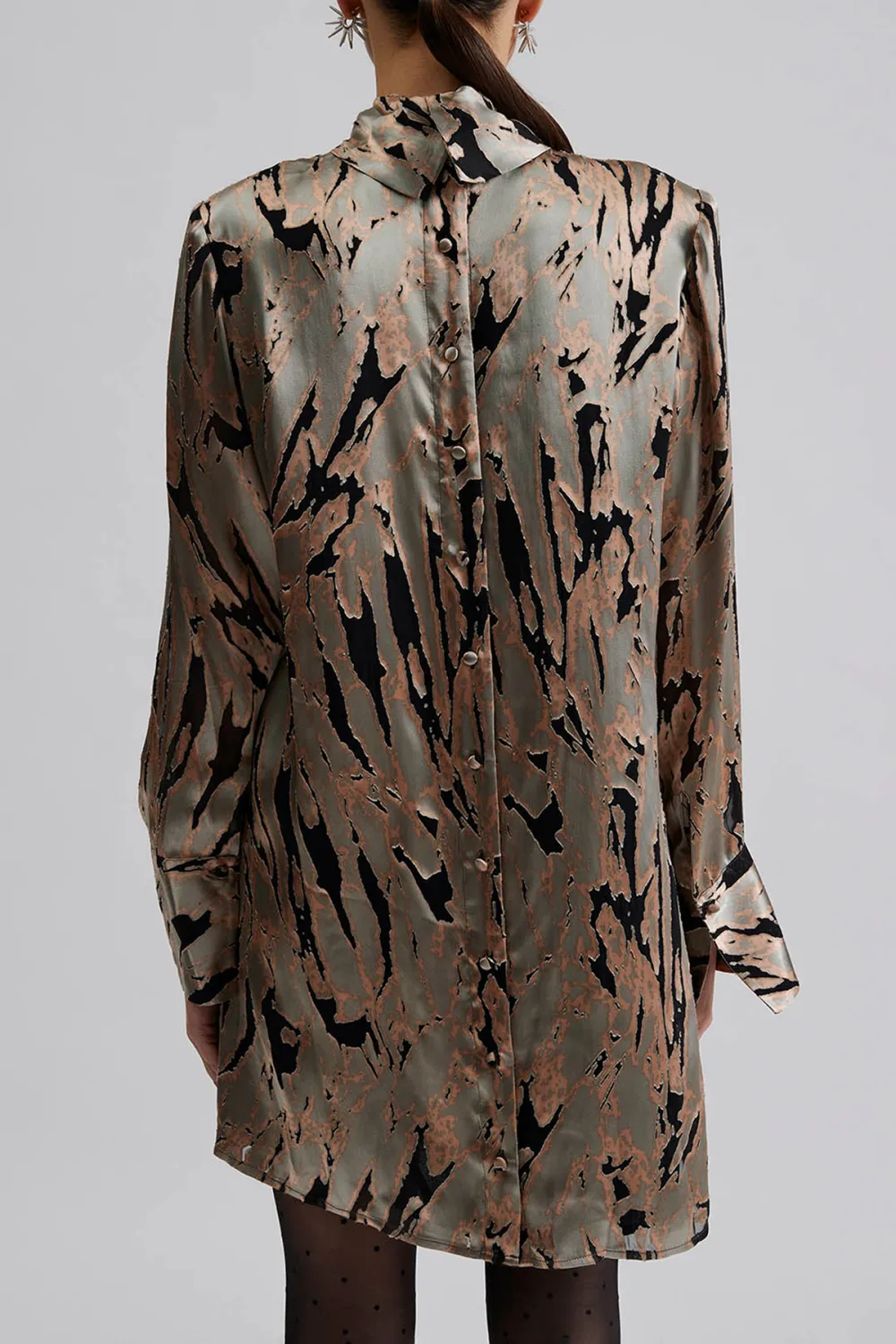 Abstract Print Silk Blend Mini Dress