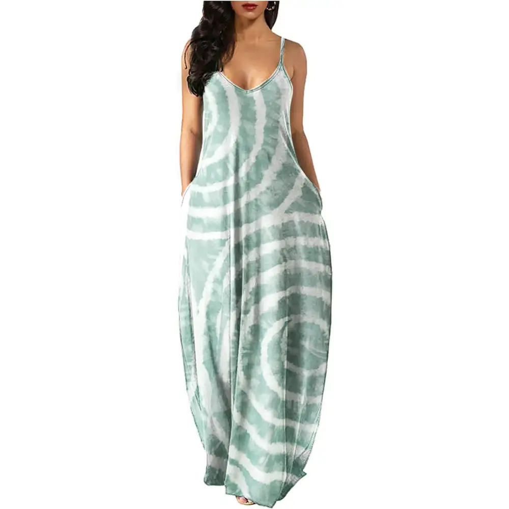 2023Women's Long Sleeveless V Neck Dress