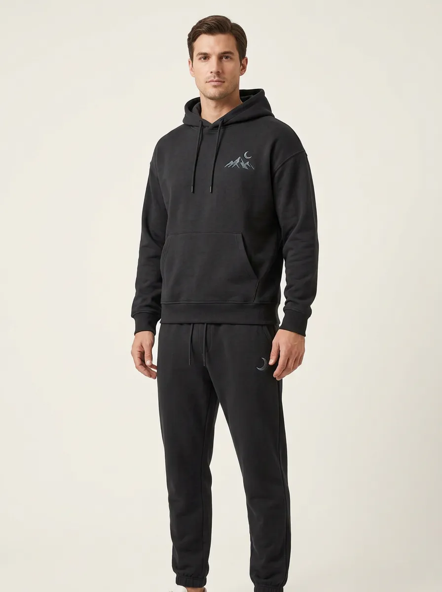 Men's Moon Mountain Graphic Hoodie & Mid-Rise Jogger Set