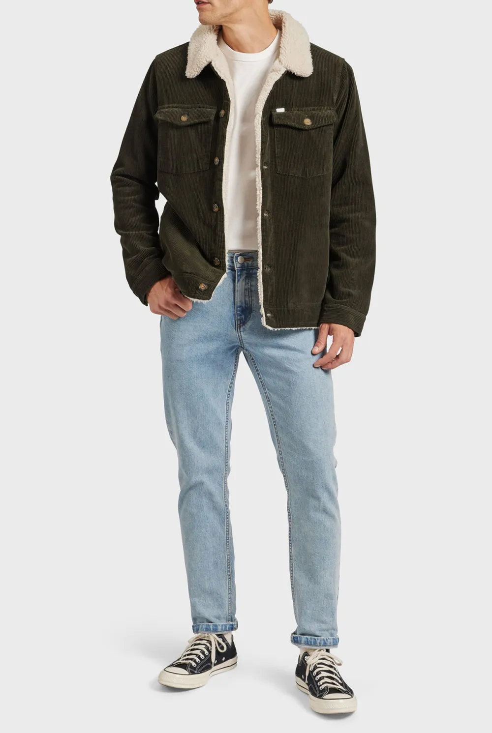Forest Green Sherpa-lined Corduroy Jacket