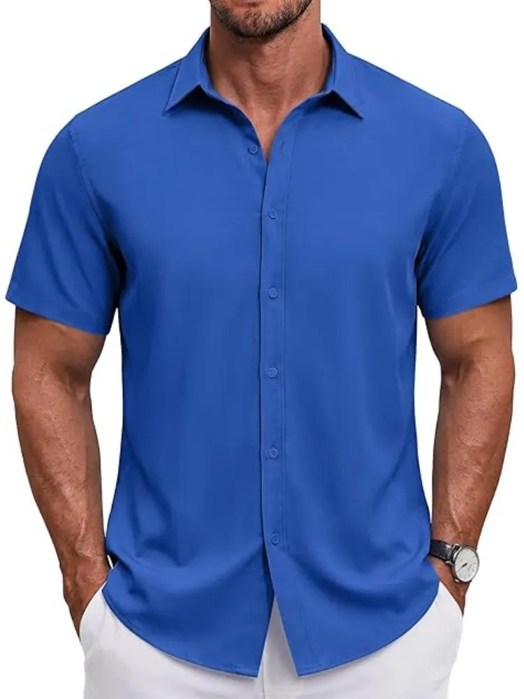 S Short Sleeve Casual Button-Down Shirt
