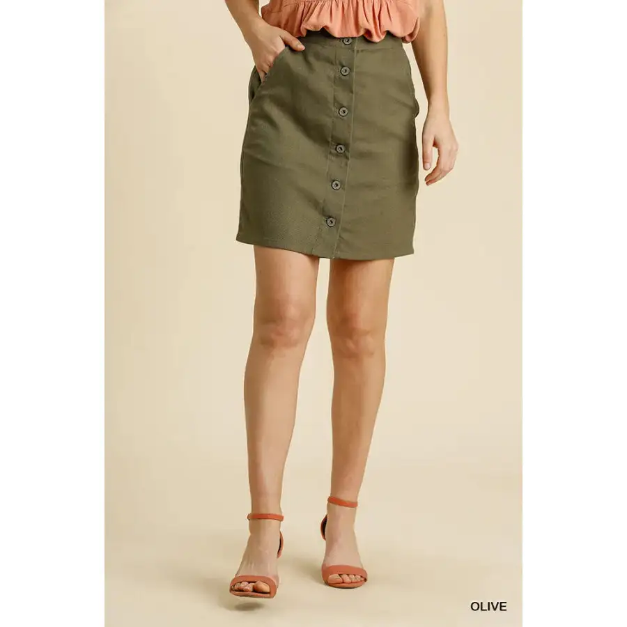 Button Down Skirt with Pockets