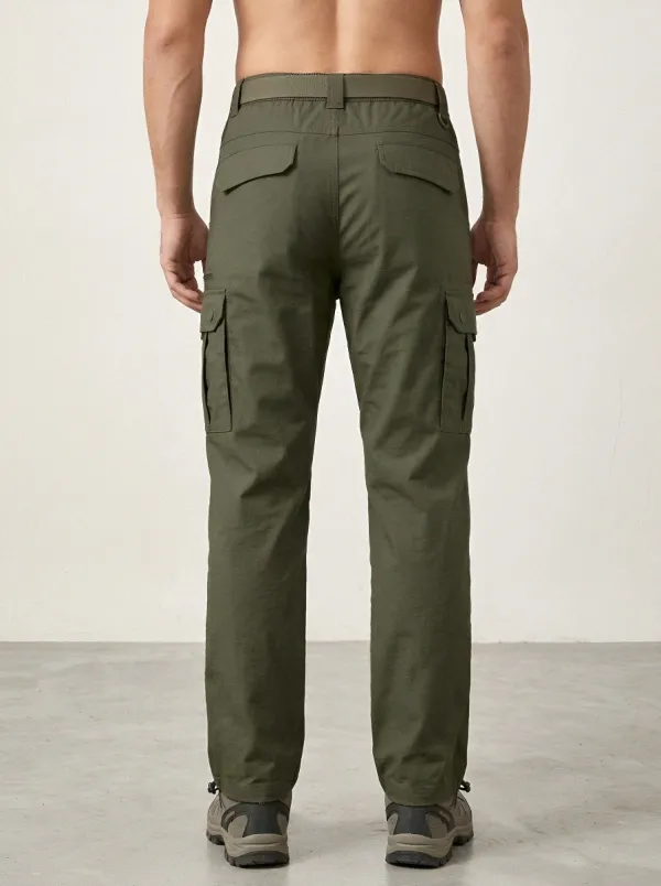 Men's Integrated-Belt Outdoor Cargo Pants
